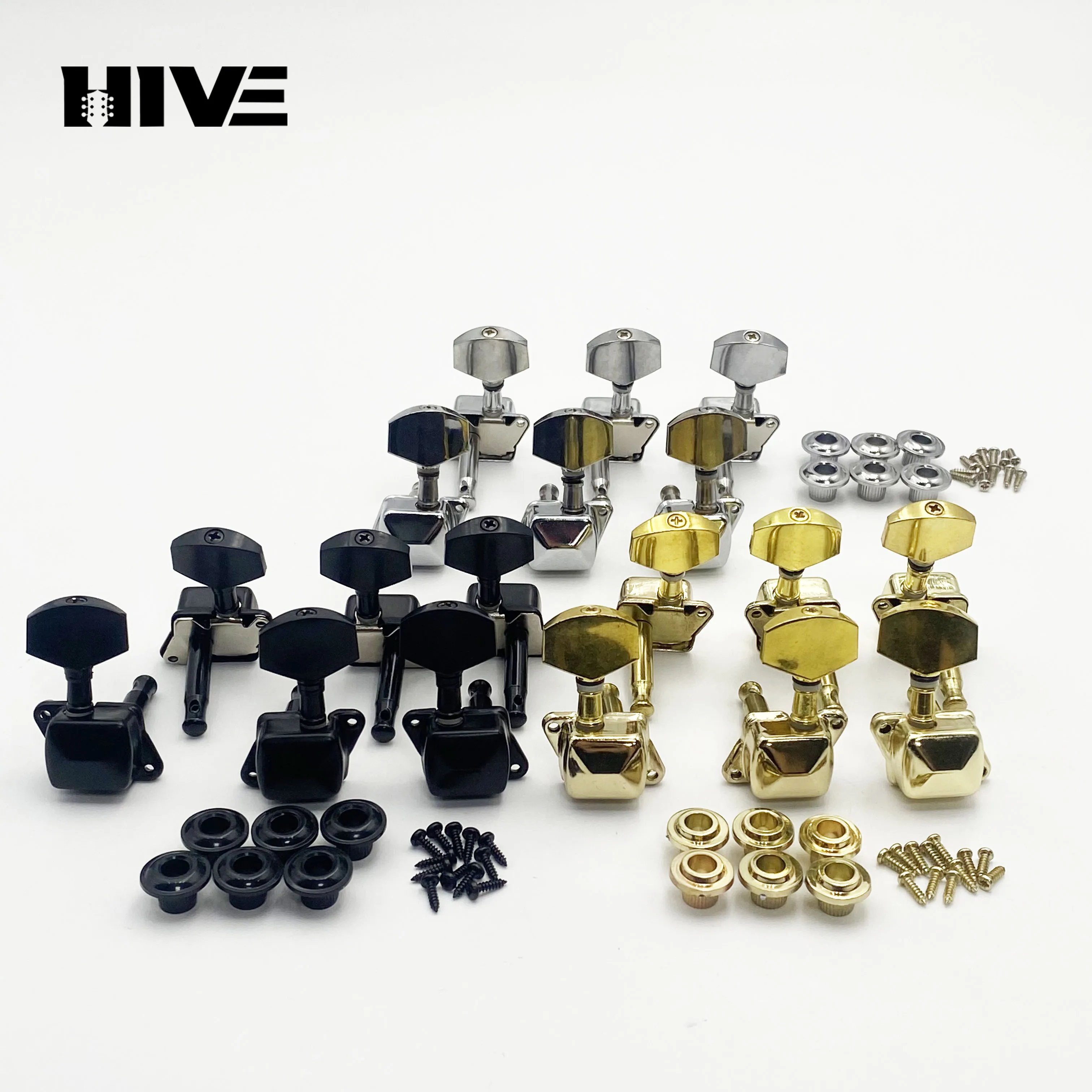 Wholesale High-Quality Folk Guitar Tuning Pegs 3R3L Metal Long-Tail Hole Semi-Closed Guitar Tuning Peg Guitar Accessories