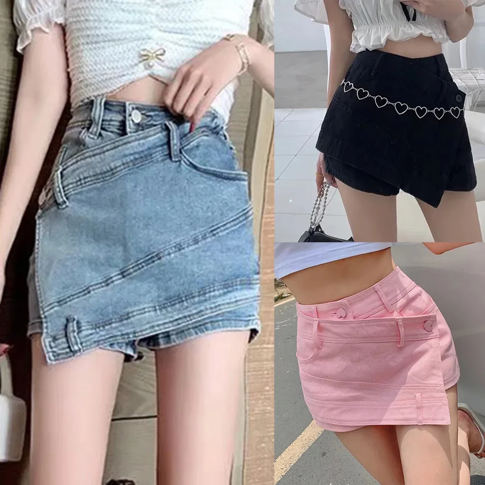 กระโปรงป้องกันแสง กางเกงขาสั้นเอวสูง สภาพใหม่เอี่ยม ชุดเดินทาง สวมใส่ทุกวัน ผ้าโพลีเอสเตอร์ที่ใช้งานได้สี่ฤดูกาล