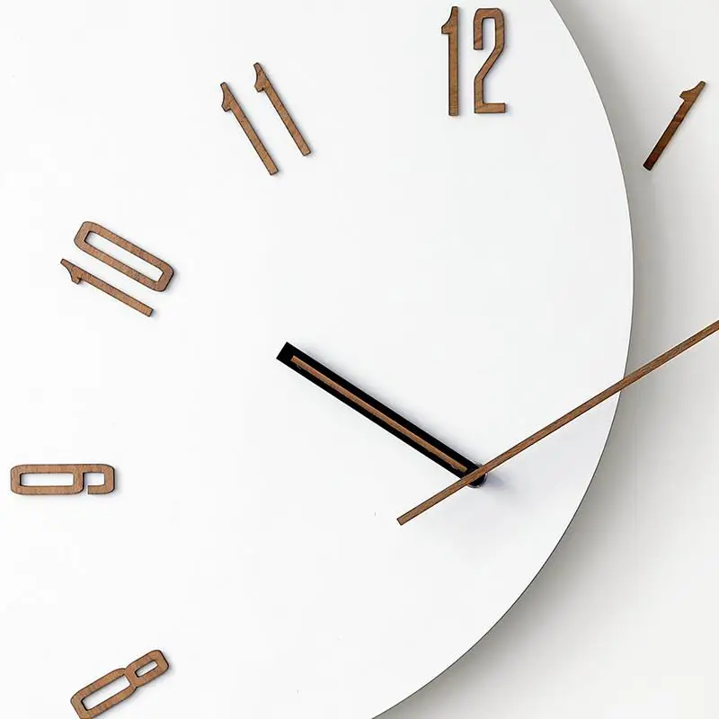 ساعة حائط خشبية من لوح MDF - تصميم ملصق الأرقام، ساعة DIY لغرفة المراهقين - ديكور داخلي للمنزل باللون الرمادي، Horloge AZ #4