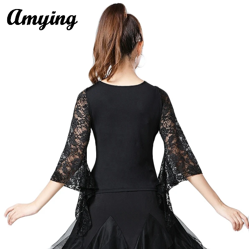 Latin Dance Practice Costumes Lady National Standard Dance Female Top  Women Sexy Lace Dance Performance Training Wear Clothing