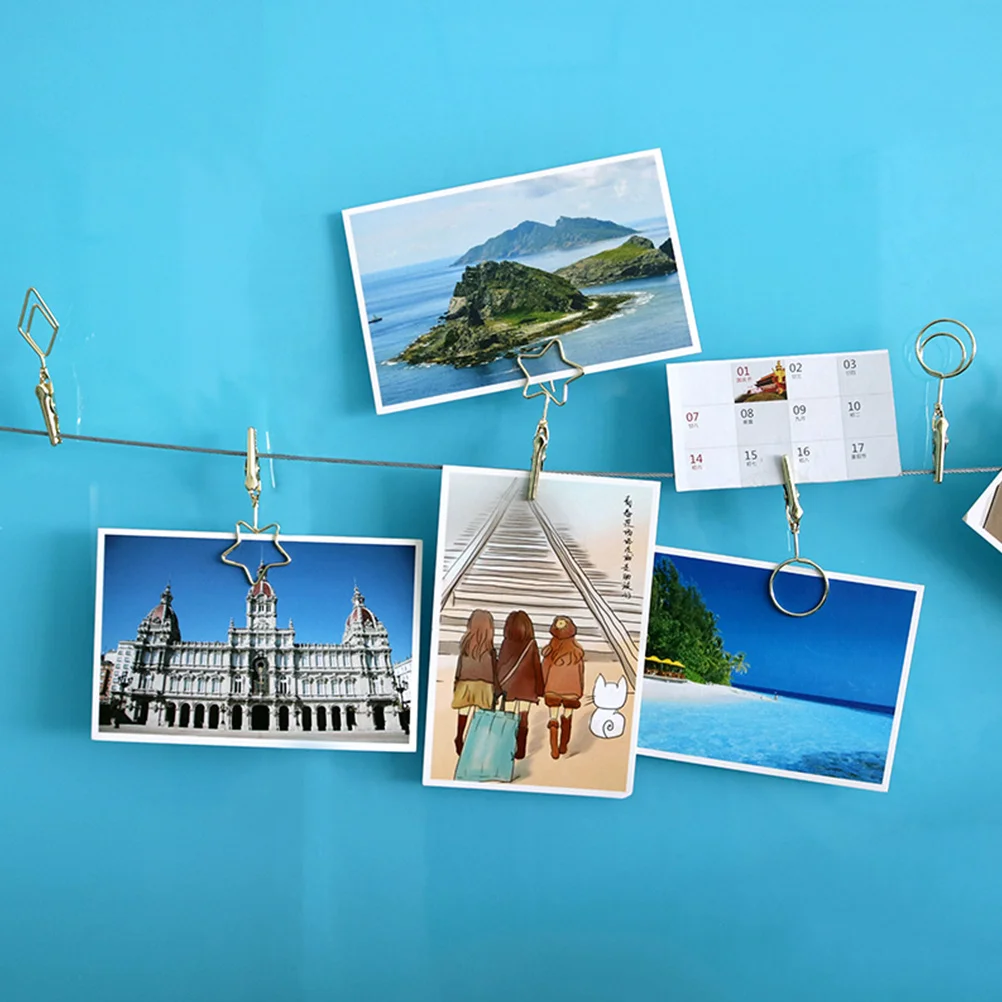 

Photo Clips For Wall Decoration Golden Steel Rope Picture Holder For Home Crafts, Memo, Photo Display, Room Decor, Gift
