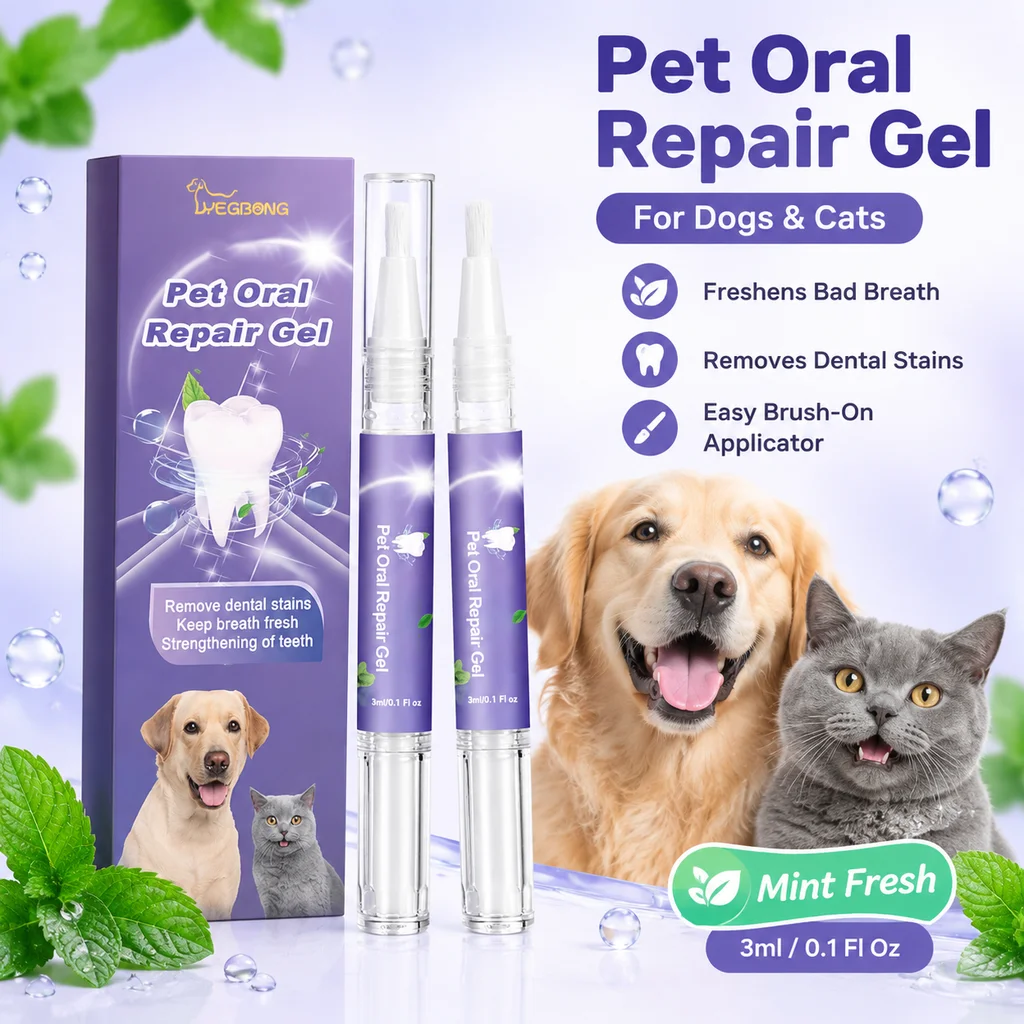 Pet Oral Repair Gel Pen For Dogs Cats Dental Care Teeth Cleaning Gel Remove Tooth Stains Fresh Breath Pet Mouth Cleaner Hygiene Care Safe Mild Formula