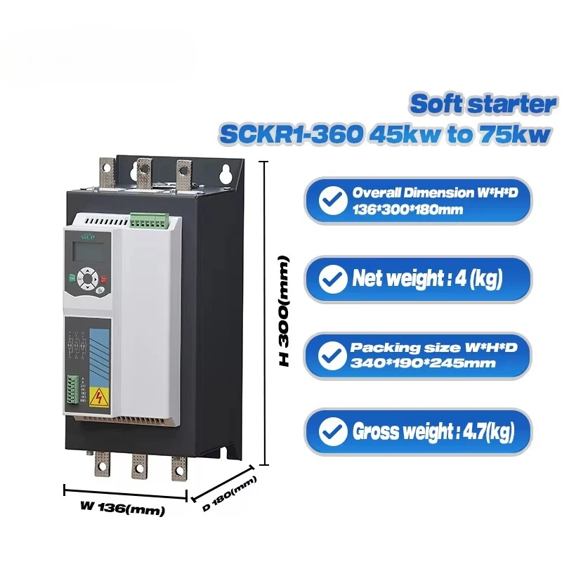 

High-Efficiency 45KW 55KW 75KW AC Motor Triple Output Type for Water Pumps Made in China