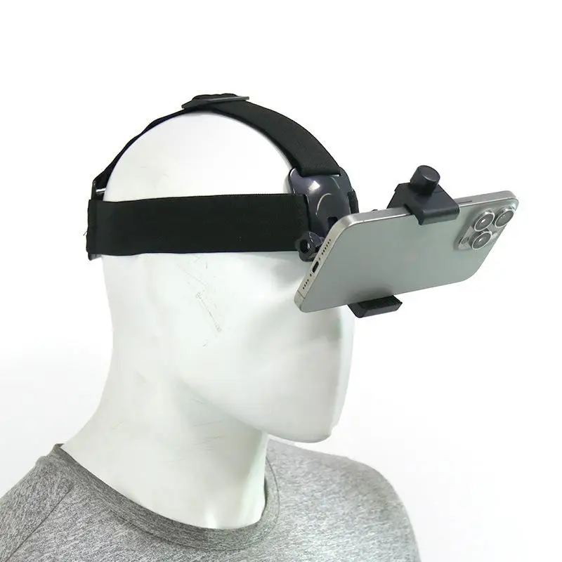 Adjustable Head Mounted Phone Holder Hands-Free POV Shooting Bracket for 4-7 Inch Phones Outdoor Live Vlogging
