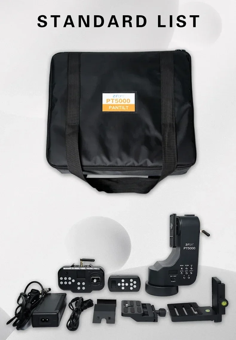 

2026 ZIFON PT5000 Auto Motorized Rotating Panoramic Head Remote Control Pan Tilt Video Tripod Head For 5KG Payload