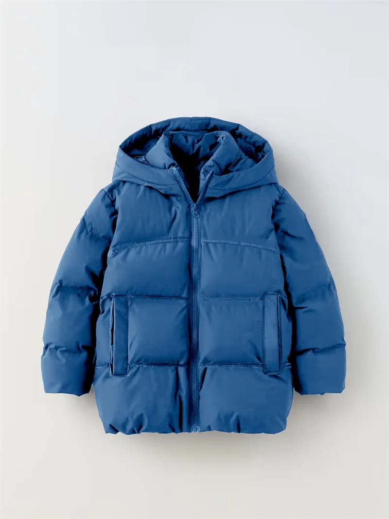 Kids Windproof Down Coats Children Winter Warm Hooded Jacket Boys Outdoor Thick Solid Outerwear Girls Thermal Comfort Jacket