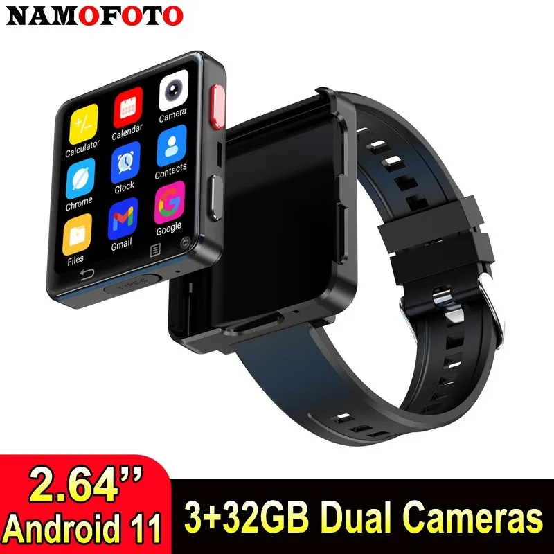 4G Smart Watch Phone 3+32GB 2.64'' Big Clock Dual 5MP Cameras Wristwatch SIM Card GPS Wi-Fi Sports Smartwatch for Android IOS