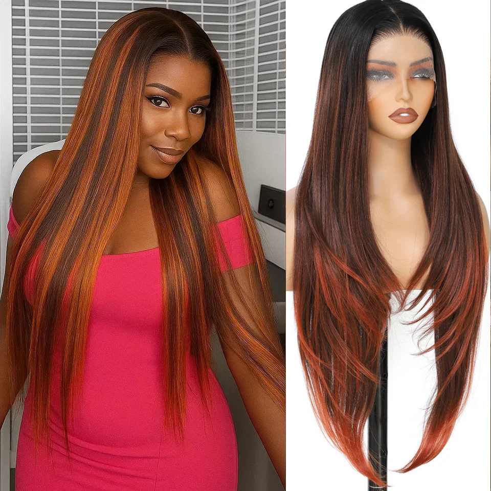 

Бордовый 13x4 Прямой парик из синтетических волос на шнуровке 13x4 Прозрачные парики на шнуровке 30 дюймов Ombre 99J Парик для косплея на шнуровке