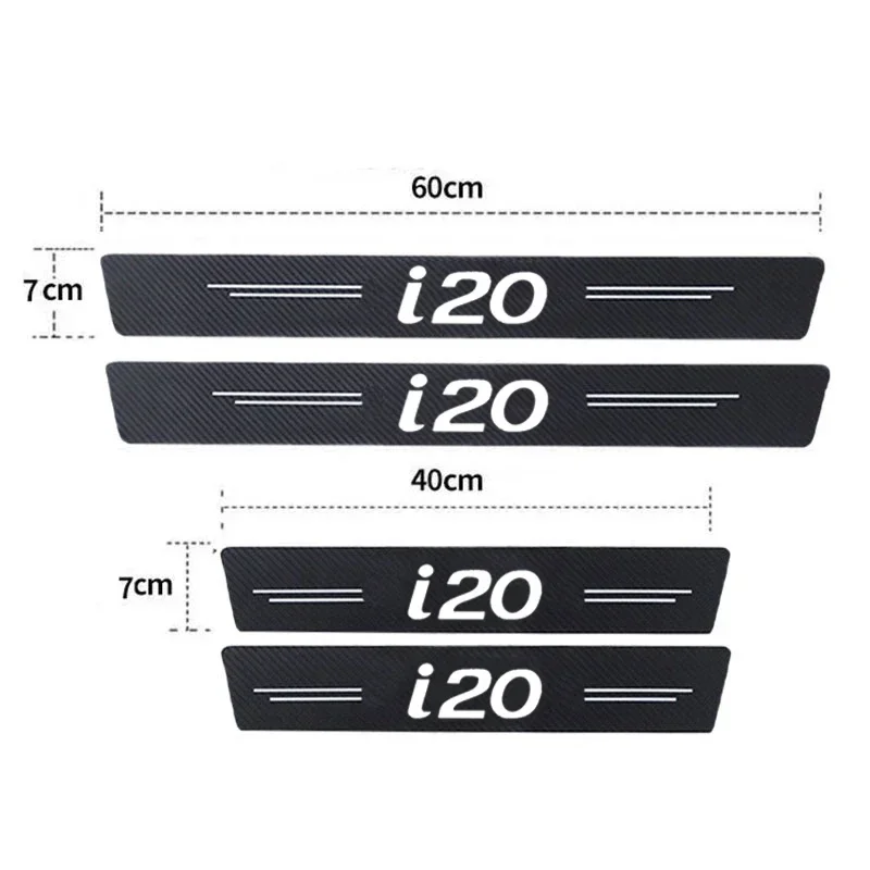 Carbon Fiber For Hyundai I20 Car Door Sill Scuff Plate Protector Stickers Styling Rear Trunk Bumper Guard Anti Scratch Strips