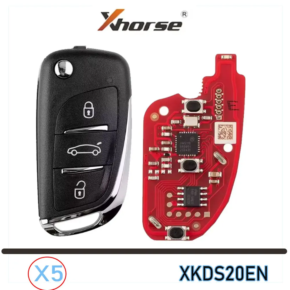 

5 шт. Xhorse XKDS20EN проводной пульт-ключ в стиле DS, 3 кнопки, 2-е поколение, для VVDI2 Key Tool, английская версия