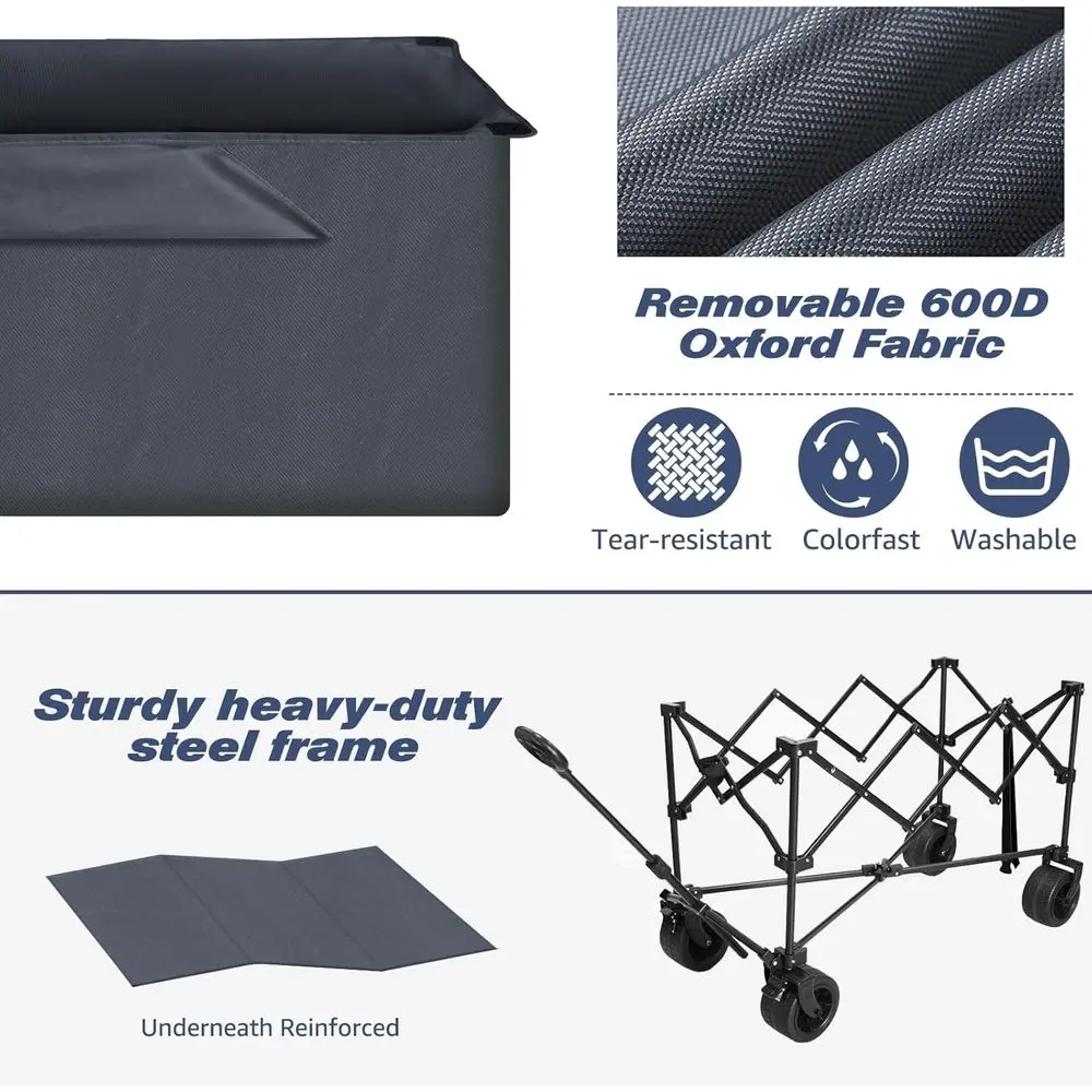 عربة أدوات خارجية قابلة للطي بسعة كبيرة الحجم وعجلات محمولة شديدة التحمل لجميع التضاريس وجيوب جانبية كبيرة الحجم ودكتور #6