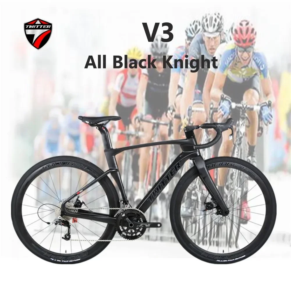 TWITTER Gravel Bike V3 Black Knight RS-24S Full Hidden Inner Cable Oil Disc Brake T900 Carbon Fiber Road Bike 700*40C Wheelset