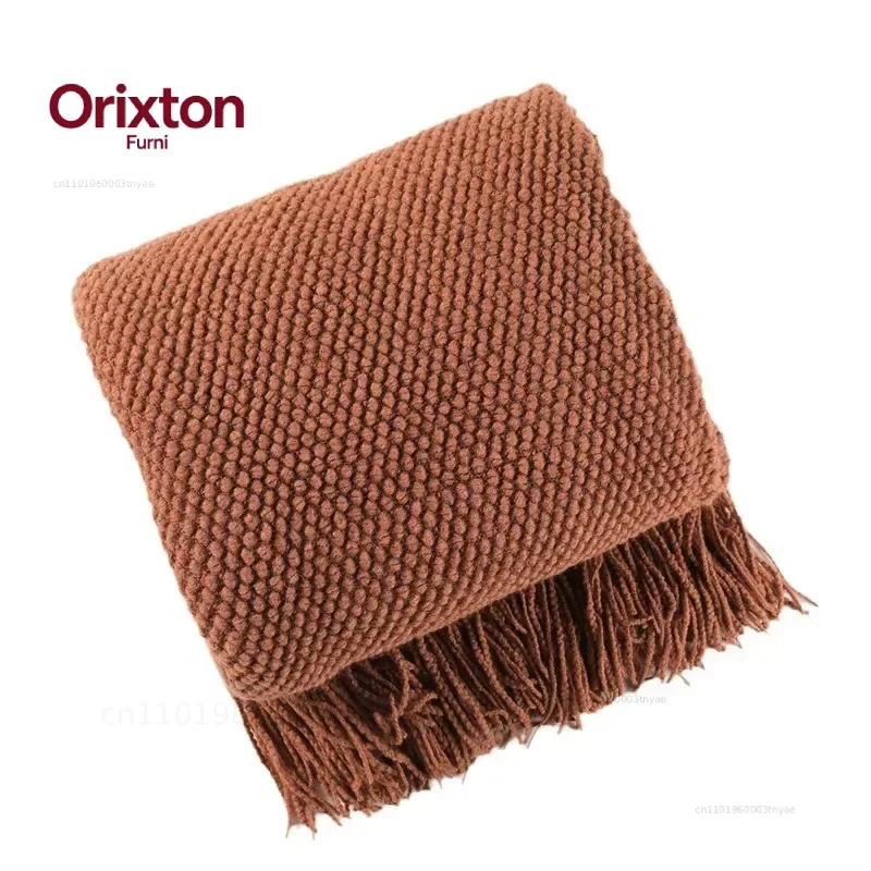 Pineapple Grid Knitted Blanket Solid Color Fringe Decoration Blanket Cover Soft Bean Blankets For Office Nap Couch and Bed Xmas