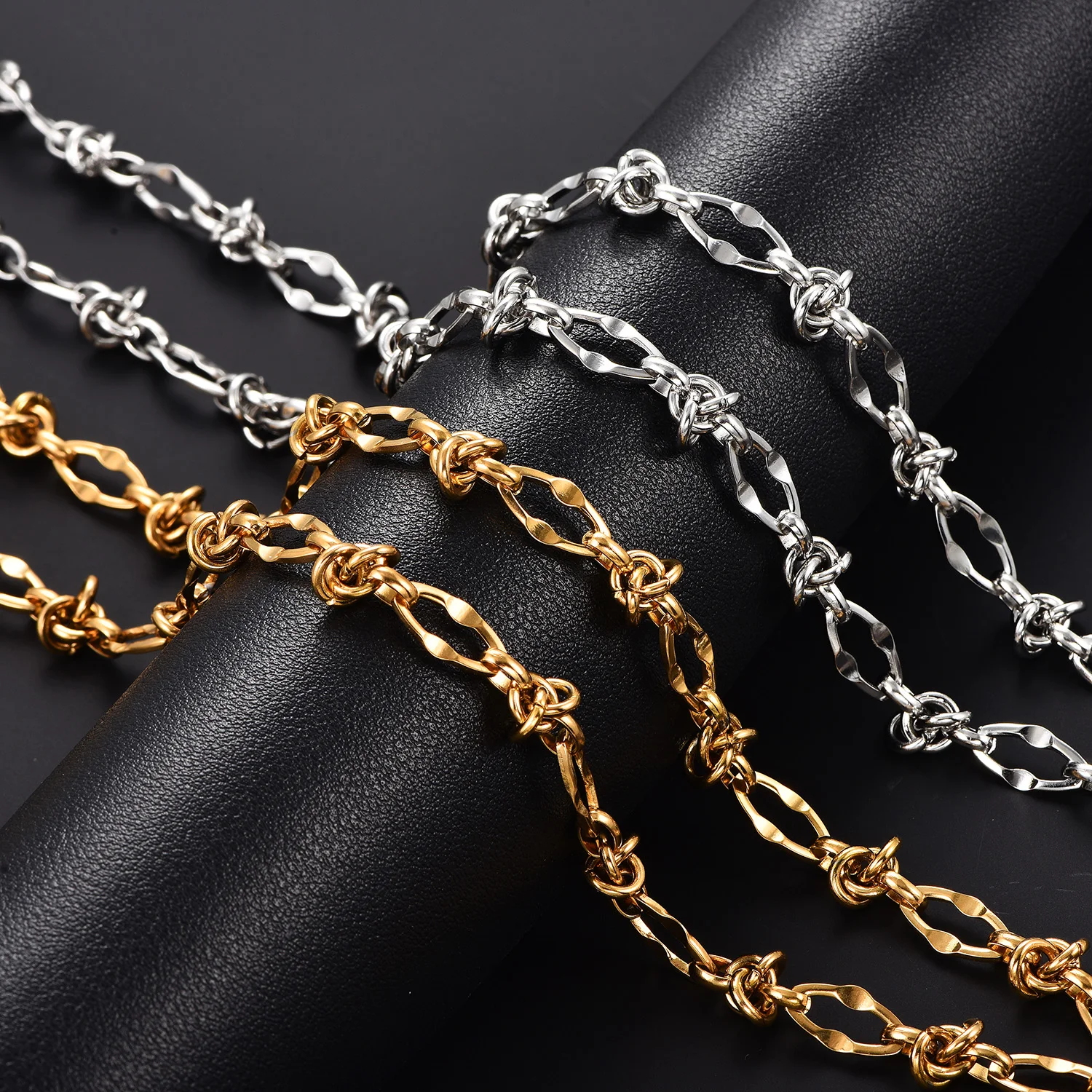 8MM Lippenknoten-Kette aus Edelstahl, klobige Halskette, wasserdicht, handgefertigt, Punk-Hip-Hop-Geometrisch, Herren-Choker, schwerer Metallschmuck – Detail 3