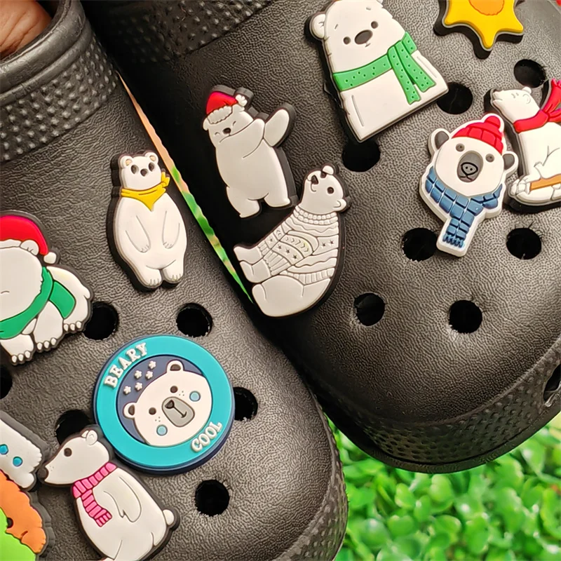 

New Arrival 1pcs Kawaii Animal Polar Bear Moon Sun Cloud PVC Shoe Charms For Clogs Pins Garden Shoes Button Decorations Kid Gift