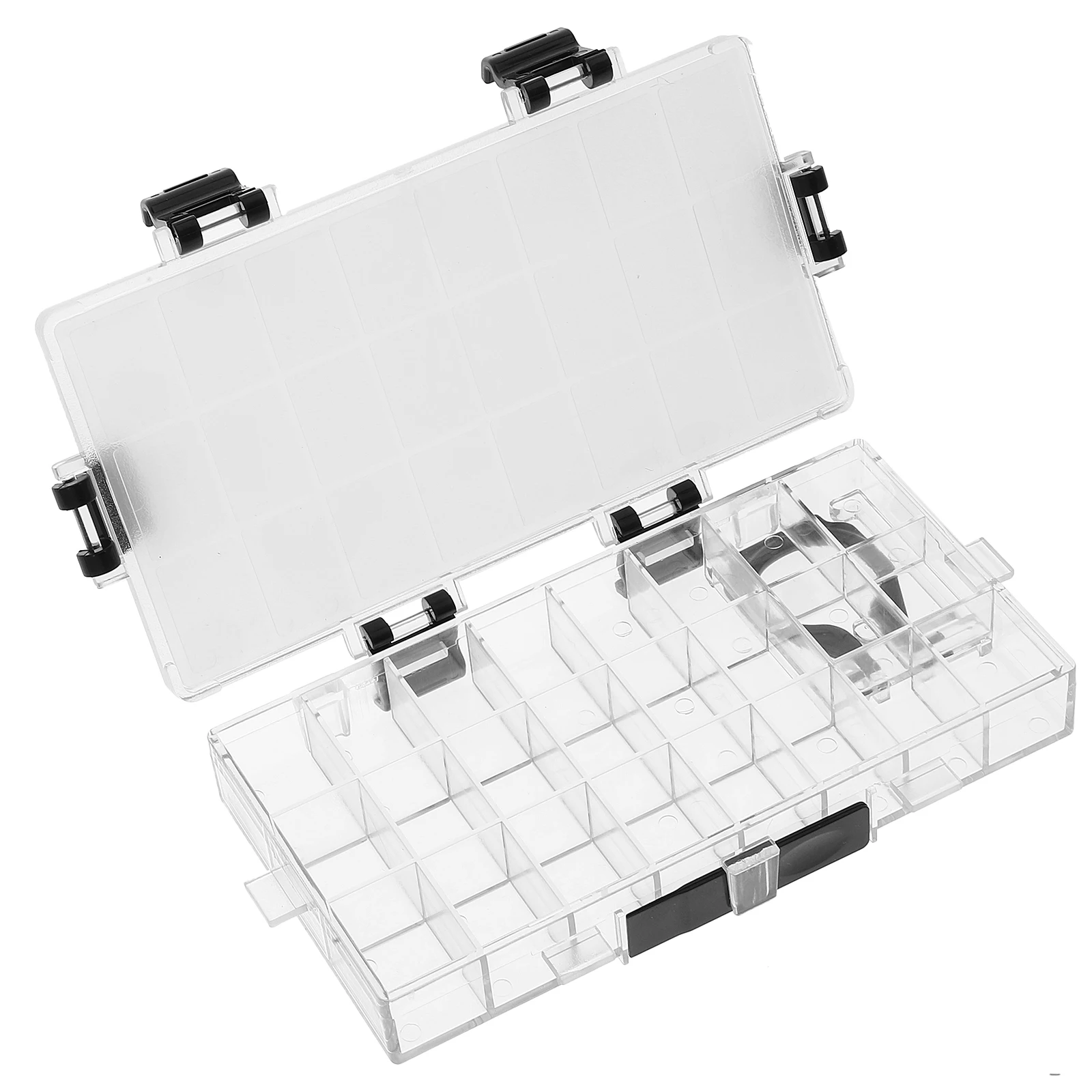 

24 Wells Paint Box Airtight Thick Plastic Watercolor Gouache Oil Painting Thumbhole Design Lightweight Sealing Black White Grids