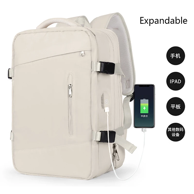 Uitbreidbaar Rugzak Schoudertassen Vrouwen Waterdichte Usb Opladen Laptop Rugzak Mochila Outdoor Schaalbare Bagage Rugzak