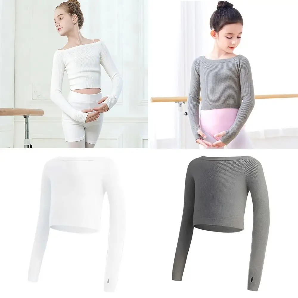 

Модный теплый балетный свитер, мягкий хлопковый танцевальный свитер, эластичные танцевальные топы с длинными рукавами для детей