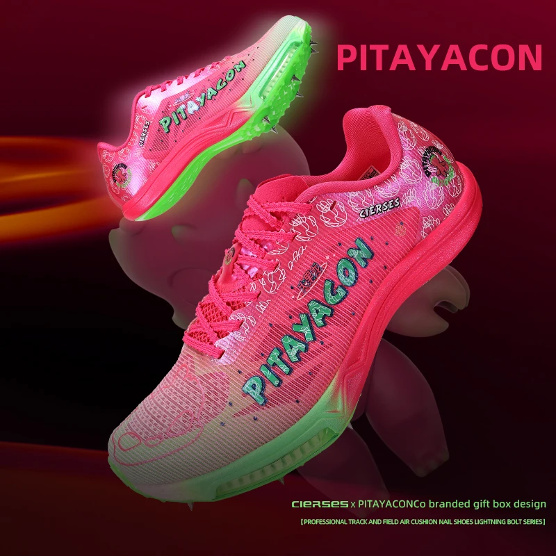 CIERSES Lightning Thunderbolt Full-Palm Carbon Plate Air Cushion Spiked Track Shoes Shock Absorption Unisex Running Shoes 2460