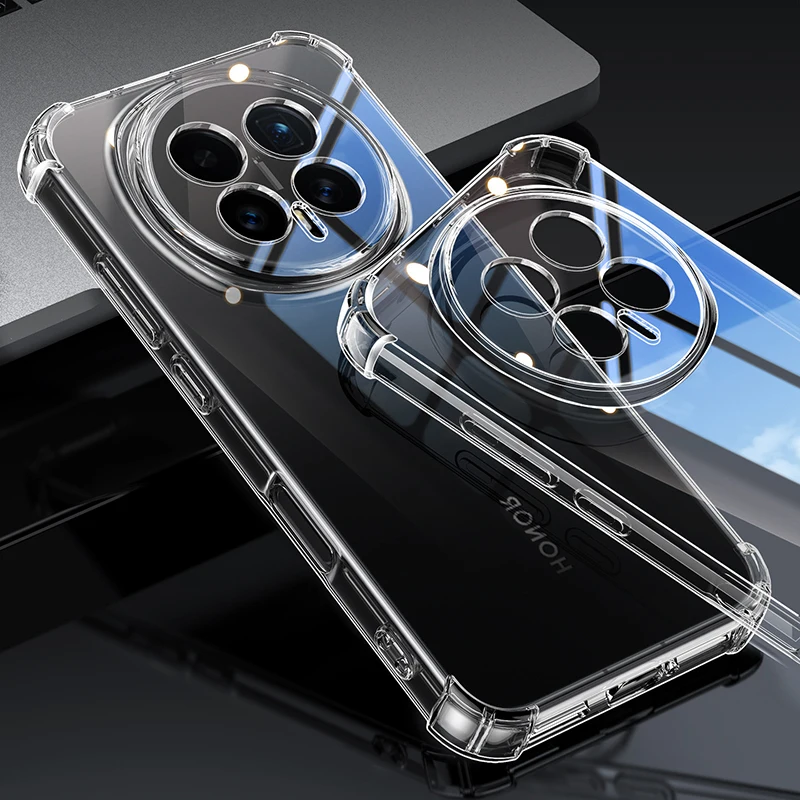 وسادة هوائية حافظة هاتف من البولي يوريثان لهاتف Honor Magic8 Magic 8 Pro Lite 8Pro 8Lite 5G غطاء خلفي فاخر من السيليكون الناعم والكريستال الناعم