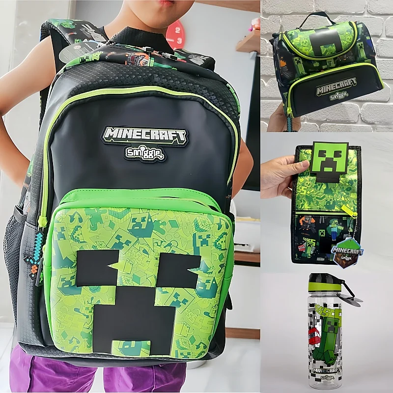 Australia Genuine Smiggle Minecraft Co branded Backpack Primary School and Children's Backpack Lunch BagStart of School Gift