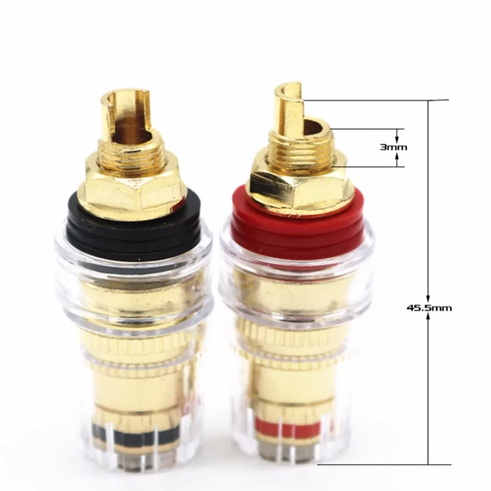 

4pcs Audio Brass Gold Plated 4MM Banana Plug Terminal Binding Post for Speaker Amplifier Red and Black