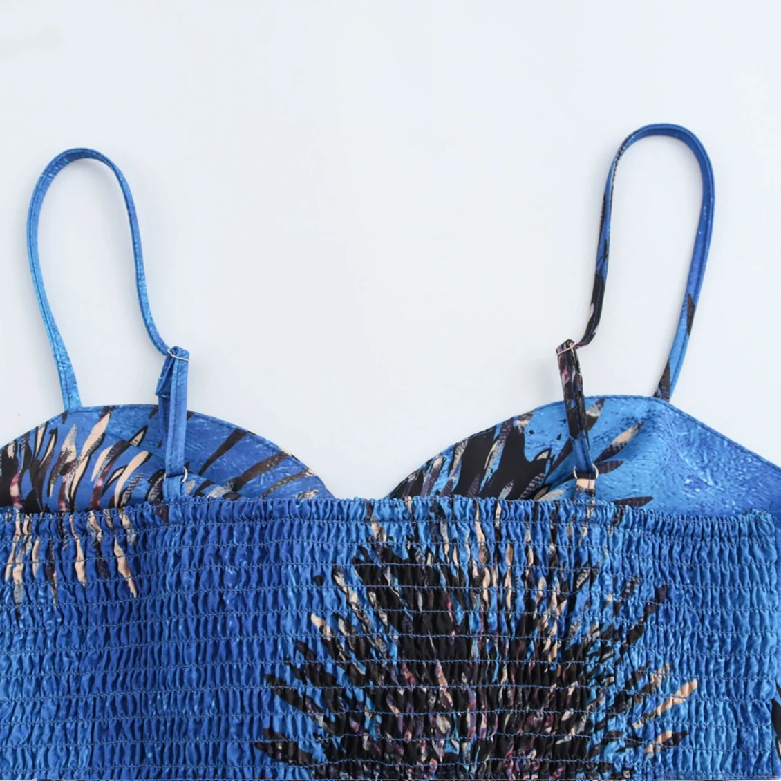 ZBZA Wiosna Nowa Damska Moda Projekt Vaion Sle Drukowany Zestaw Dwuczęściowy na Ramiączkach Wysoki Stan Poliester Letni Midi Dr