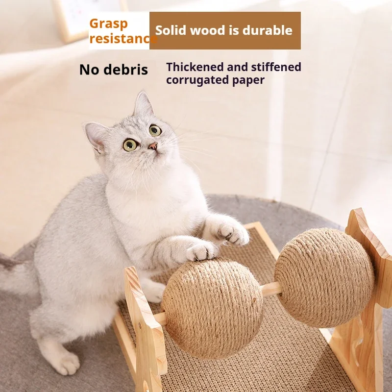 Solid Wooden Cat Scratching Wrench Scratching Wear-resistant Non-dandruff Cat Toys Spherical Cat Scratching Post