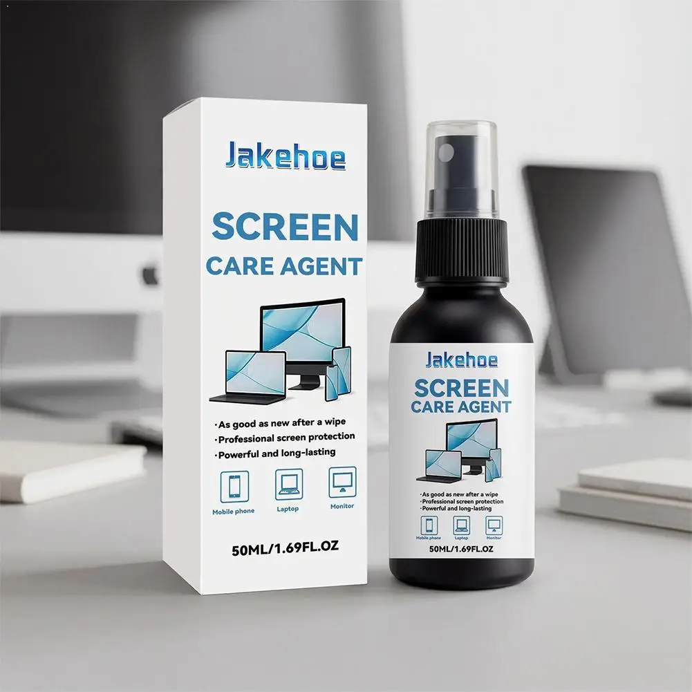 Jakehoe Screen Cleaner Spray 50ml Anti Static Streak Free for Phone Tablet Laptop