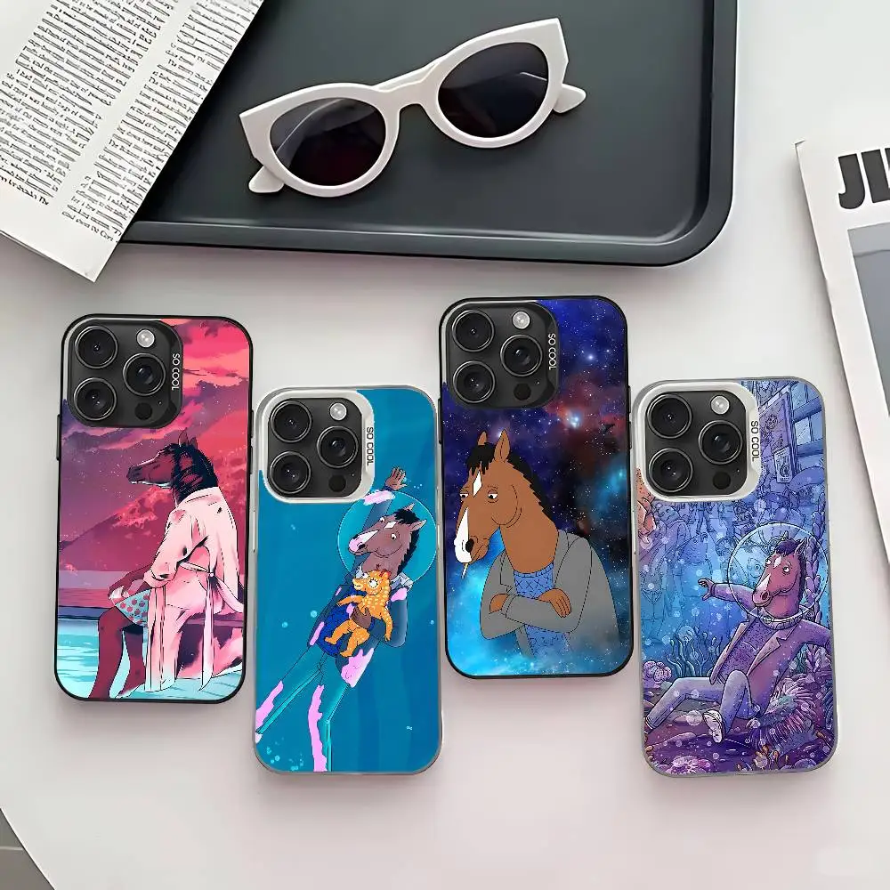 حافظة هاتف كارتون B-BoJack H-Horseman أنيقة فضية مضادة للصدمات لهاتف آيفون 17,16,15,14,13,12,11 Pro Max,X,XS,XR,7,8 Plus #1