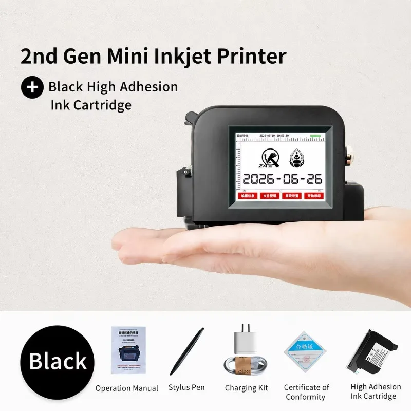Aisomark 12.7mm Manual Portable Handheld Inkjet Printer, Expiry Date Batch QR Code Machine for Plastic Bottles Flex Egg