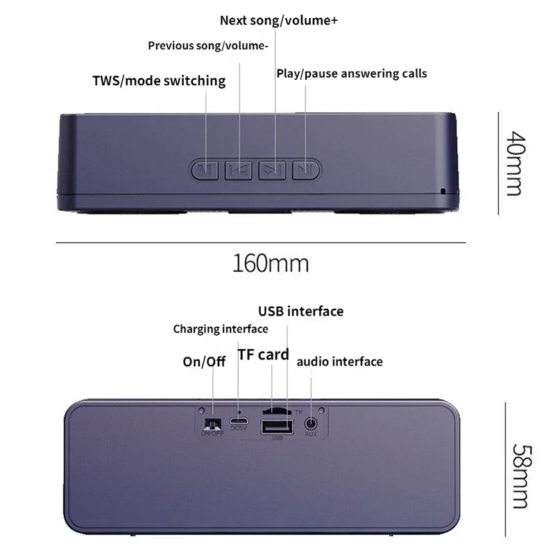 무선 블루투스 휴대용 미니 스피커, 야외 방수 서브 우퍼, 홈 데스크탑 라디오 FM 사운드 박스, TF 카드, U 디스크 포함