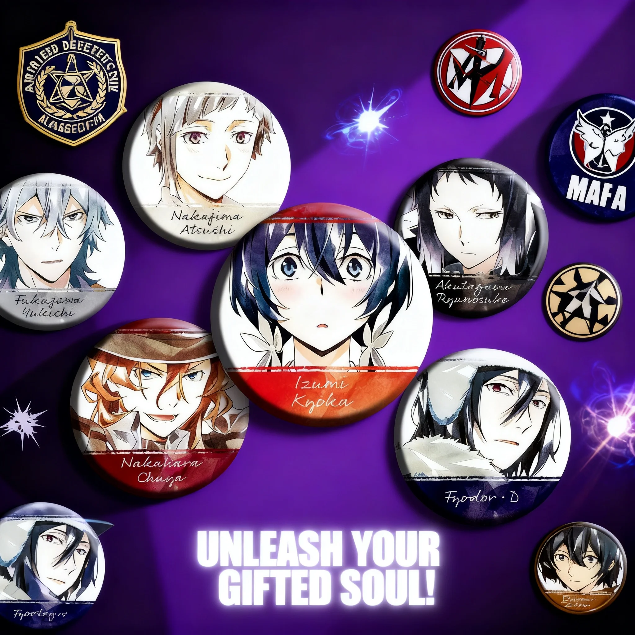 

Anime Bungou Stray Dogs 58mm Badge Pin J Version 2D Cosplay Accessory Dazai Osamu Keychain Artwork Merchandise Gift For Fans