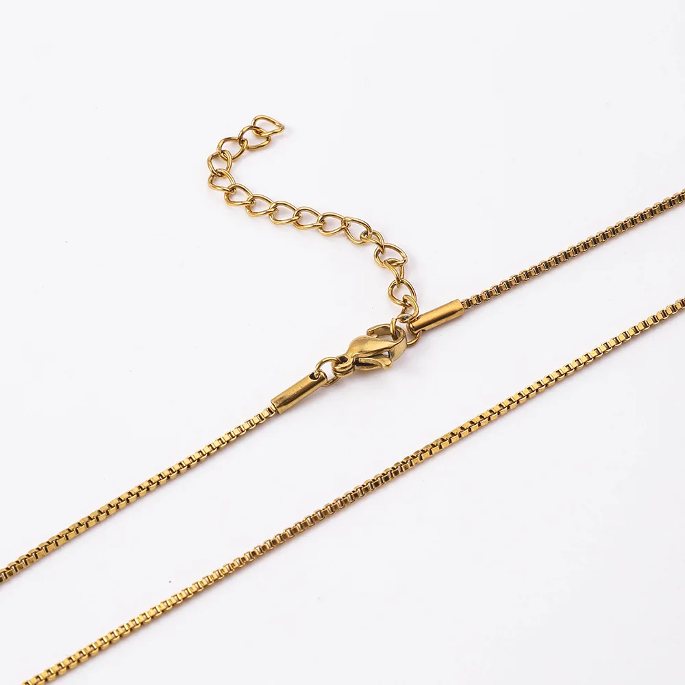 Lot 10pcs Stainless Steel Box Chain Necklace For Women Collar Thin 1.2mm / 1.5mm Extended chain