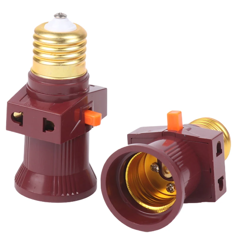 1Pc E27 With Switch Socket Double Screw Multi-purpose Socket Switch Lamp Holder Plug Socket Lamp Base Lighting Accessories