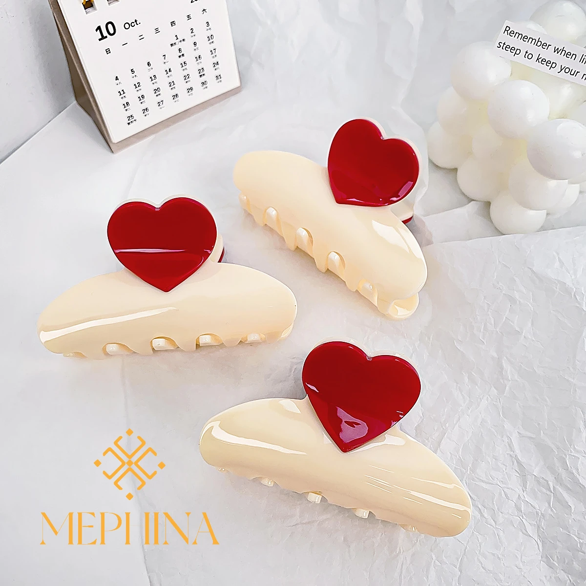 MEPHINA Süße Haarklammern, Herz-Haarklammern, schöne Haarspangen, elegante Haarnadel, niedliches, vielseitiges Haarklammer-Zubehör für Frauen