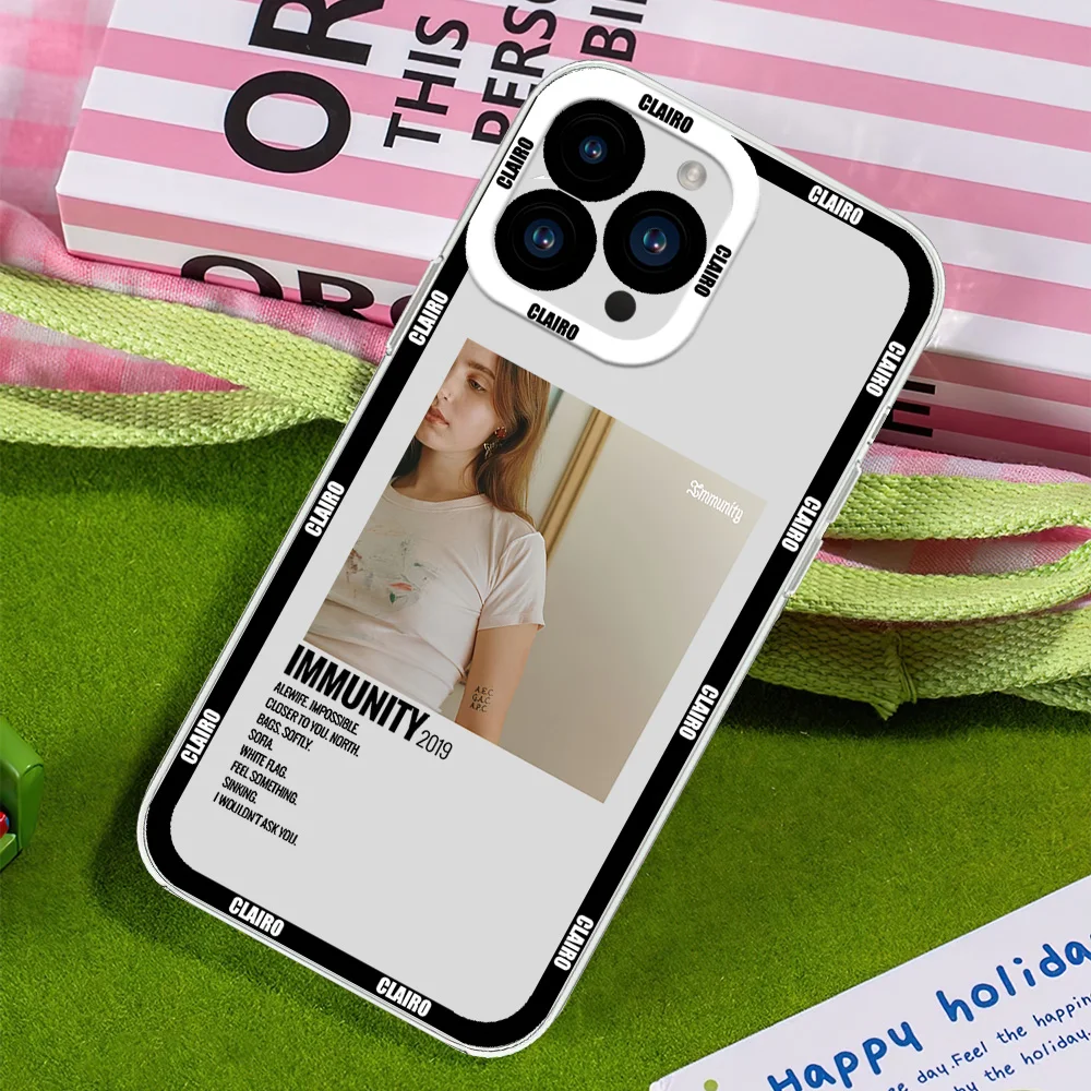 Charm Singer Clairo For iphone 11 12 13 14 15 16 Mini Plus Pro Max Transparent Shell