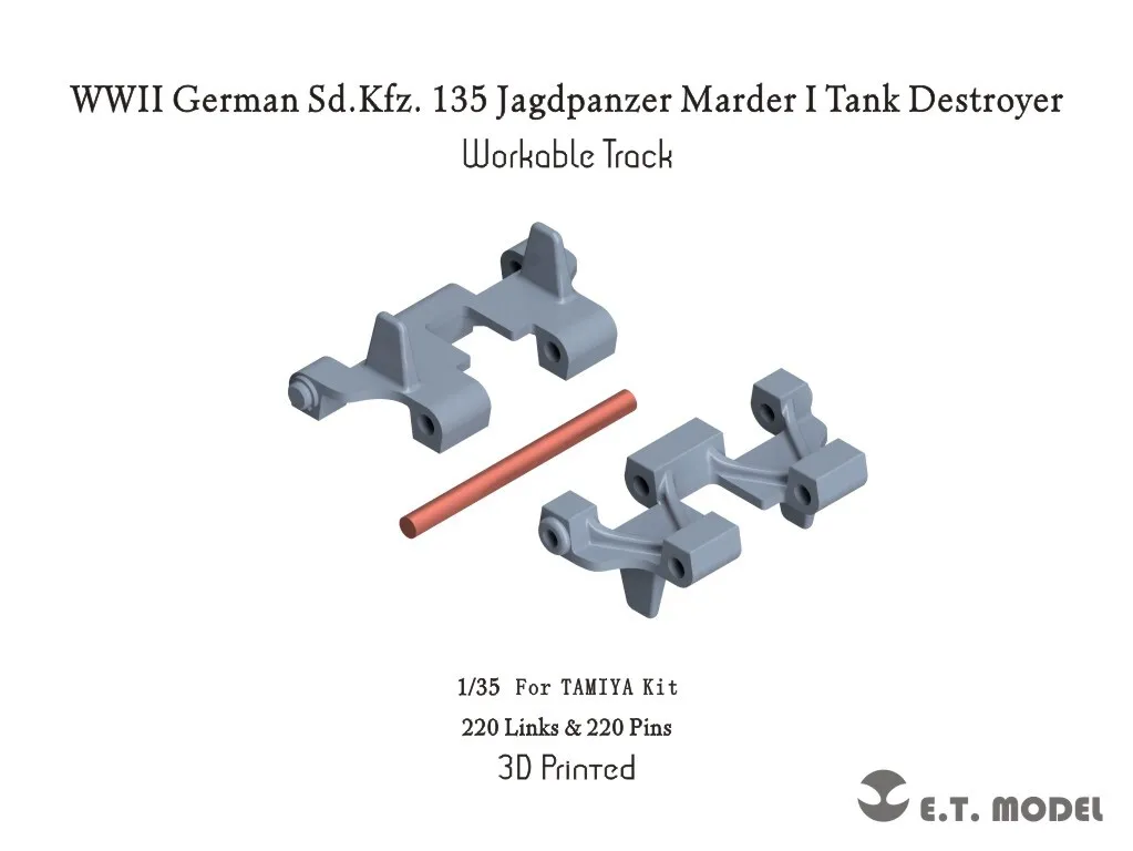 E.T. MODEL 1/35 3D Printed Workable Track for Sd.Kfz.135 Marder I (For TAMIYA Kit)