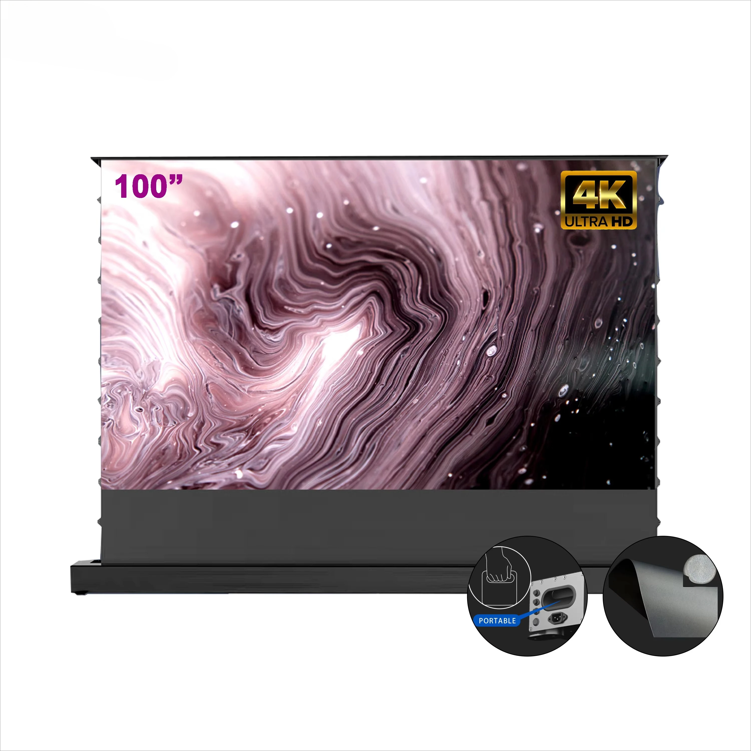 100-150 Inch Motorised Floor Rising ALR Projector Screen Enhanced Gain Electric Projection Screen for Home Theater