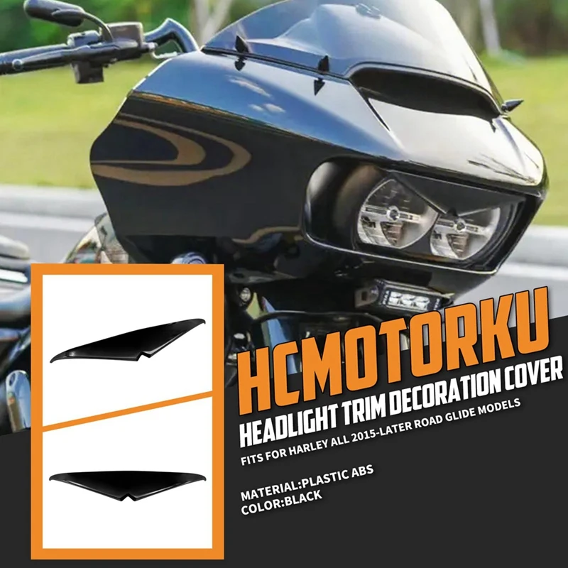 Motorcycle Headlight Eyebrows Sticker Headlamp Eyebrow Eyelids Trim Cover Visor For  Road Glide 2015-2023