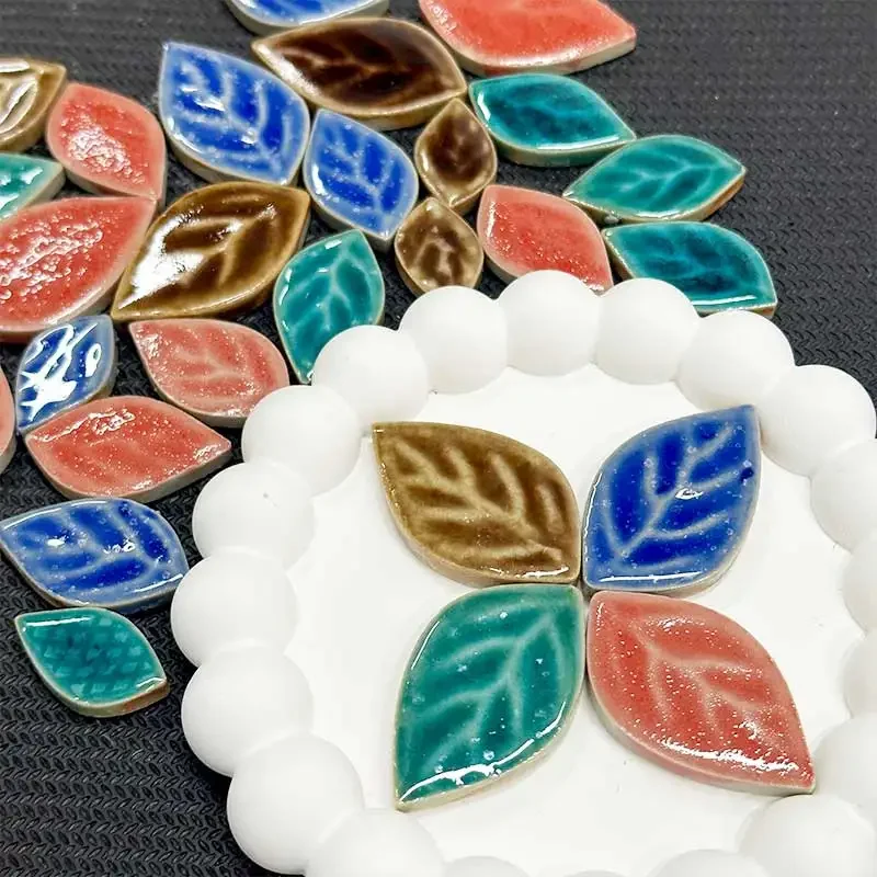 Ceramic Mosaic Tiles 100g leaf DIY Mosaic Making Stones for Craft Arts Home Wall Decoration arte leaf petal shape 917