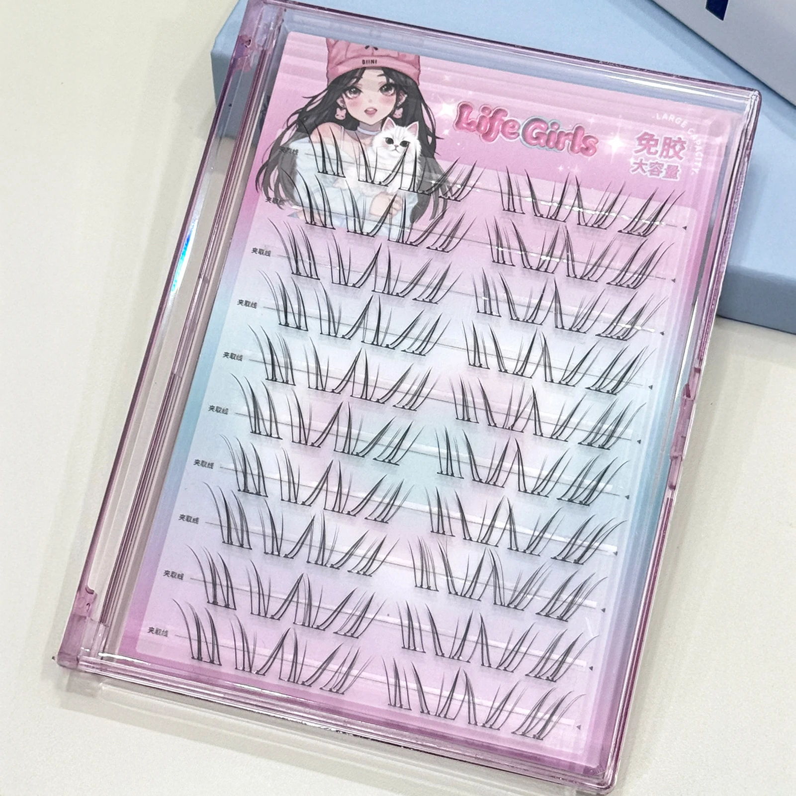 Nuevo estilo chino pestañas postizas sin pegamento Natural fino suave transparente tallo Hada pestañas postizas extensión de pestañas segmentadas