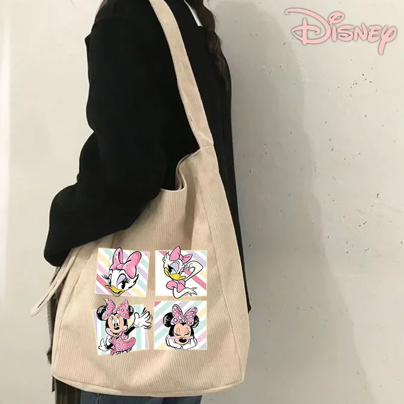 Disney-Bolsa Crossbody Grande Capacidade para Mulheres, Lilo e Stitch, Minnie Mouse, Bonito, Ombro, Senhoras, Shopper Bags, Bolsas Kawaii