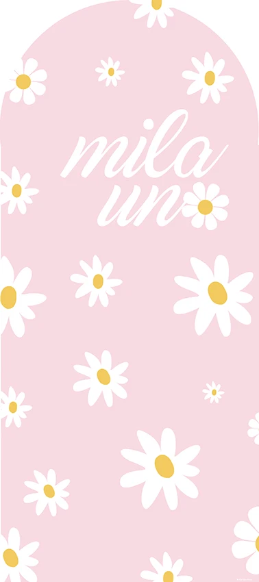 Mehofond-cubierta de arco de 2 caras con nombre personalizado, telón de fondo de foto, flores Groovy, Baby Shower, Margarita, fiesta de cumpleaños