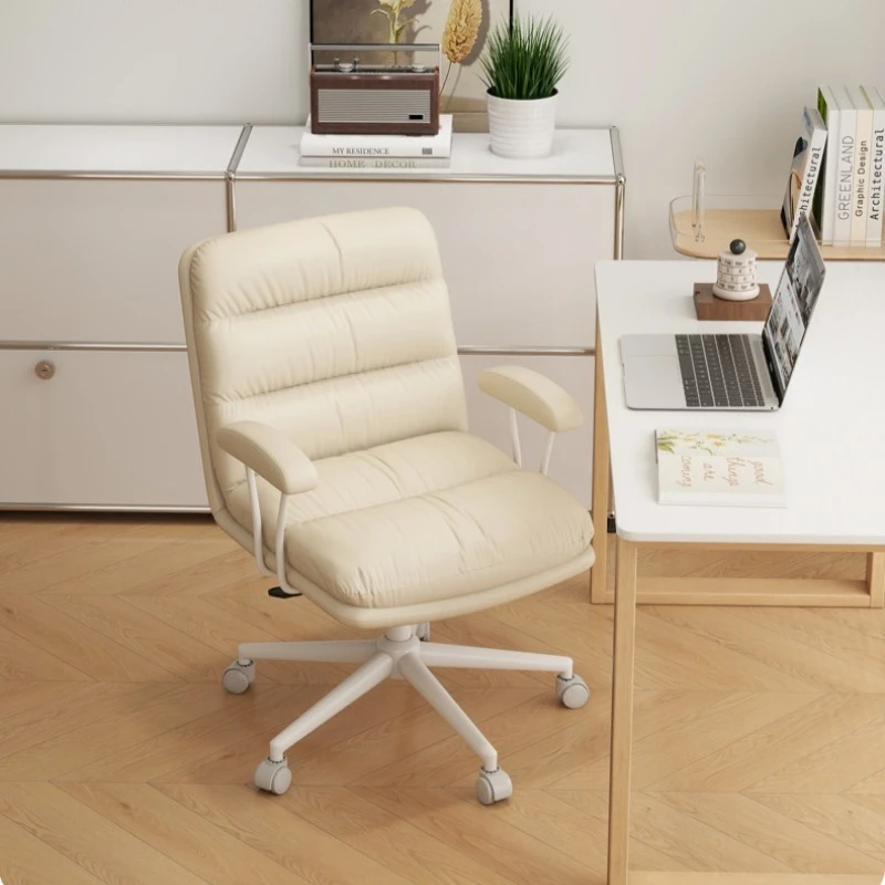 Comfortable Mobile Office Chair Luxury Leather High Back Office Chair Rolling Study Salon Arm Silla De Oficina Home Furniture