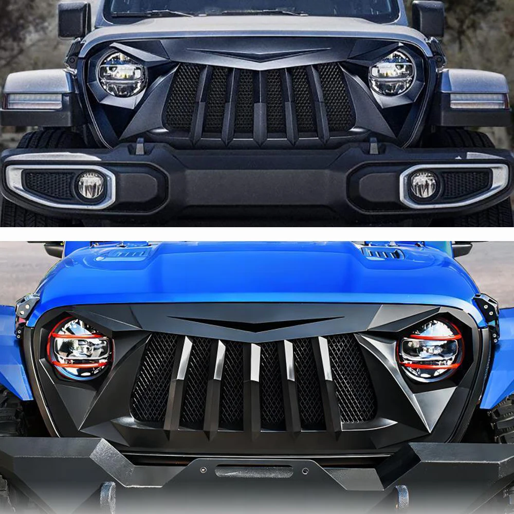 Фото Решетка радиатора Lantsun JL1239 для Jeep Wrangler JL2018+, 1 шт., черная