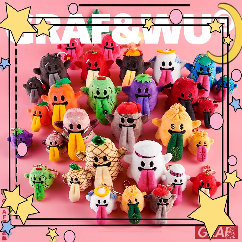 Mini Booghost Cute Ghost 2.0 Burger Volcano Angel Fluff Keychain Furry Toy Plush Keychains Stuffed Soft Animals Collectible