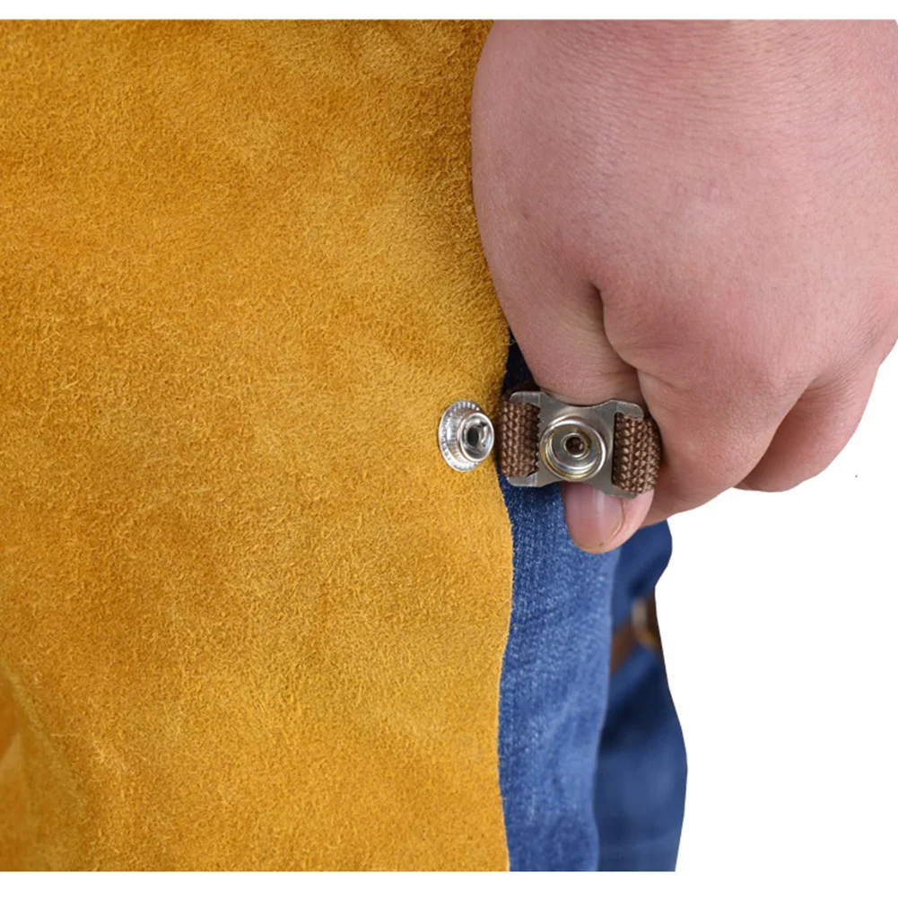 ~1pc Cowhide Welding Work Clothes Fire Wear Resistant Welding Leather Apron Style Split Leg Adjustable Buttons