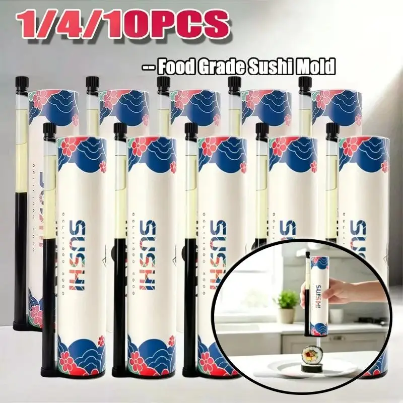 [S]1/4/10Pcs Push Up Paper Bucket Package Box Japanese Style Round Sushi Push Box Mold With Sauce Straw Cone