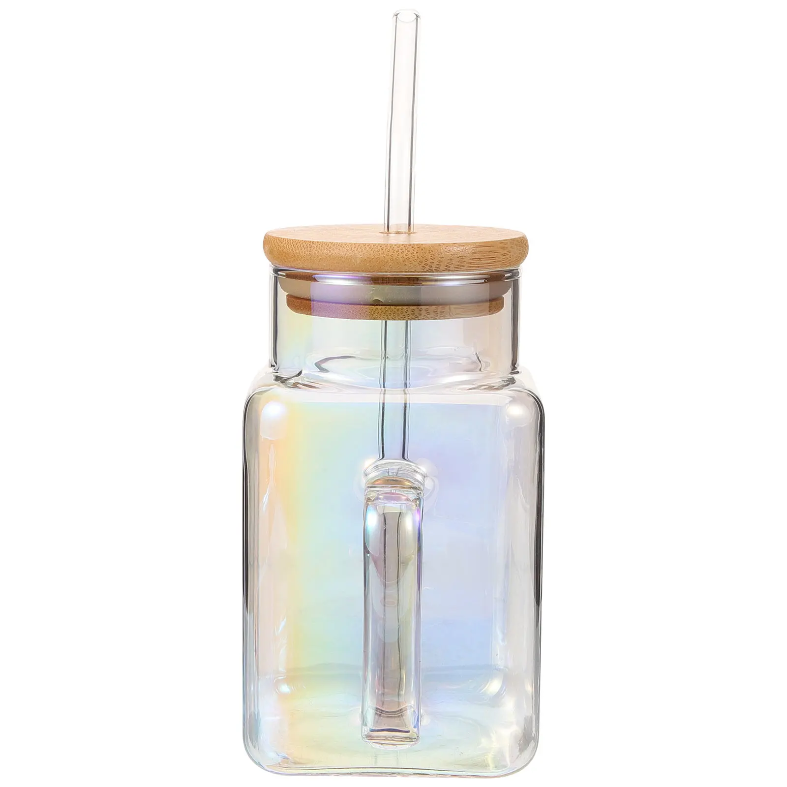 

Rays Milk Tea Cup Glassware Aesthetic Clear Coffee Tumbler Large Capacity Reusable Straw Travel Mug Drinking Glass